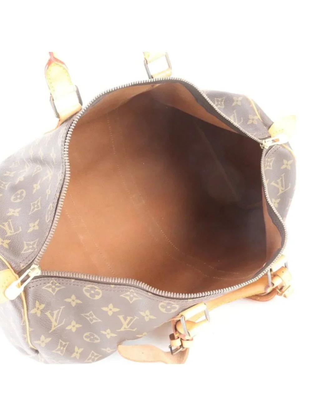 Louis Vuitton Monogram Keepall 45 Leather Boston Bag Tote Travel